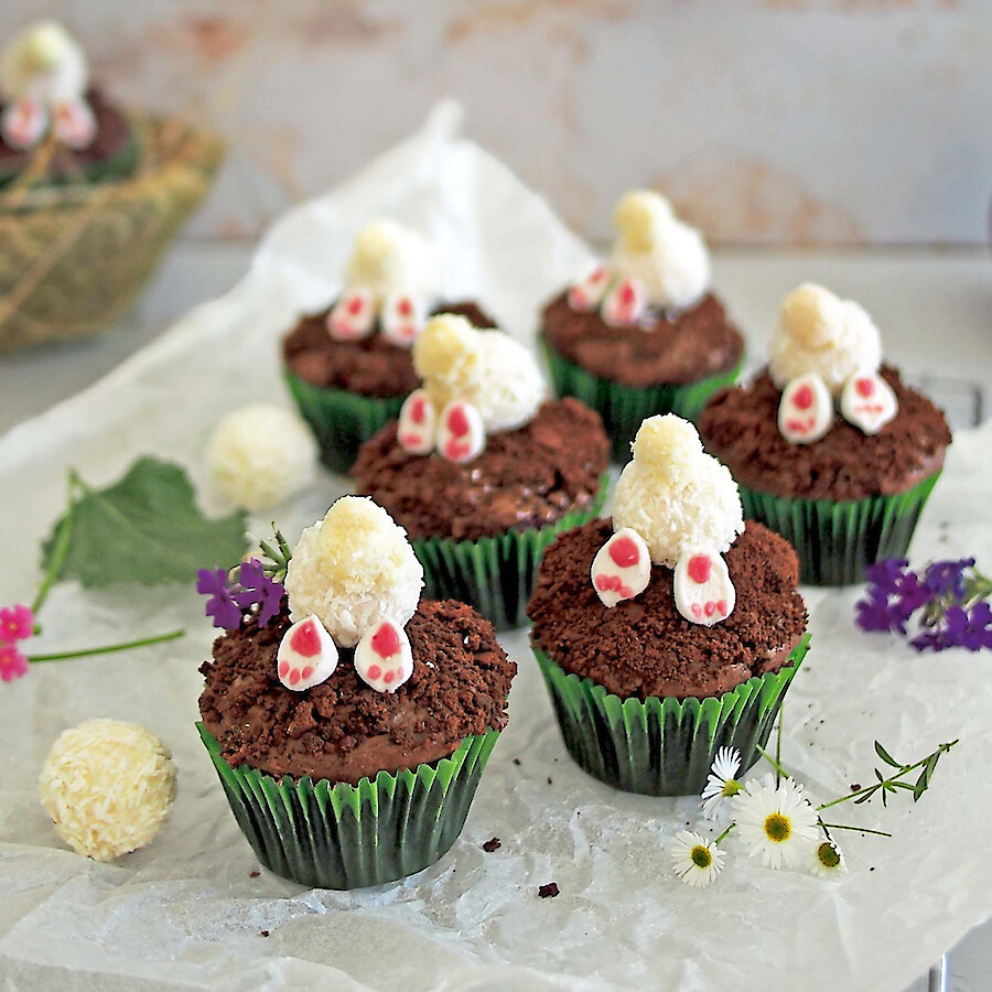 Schoko-Muffins mit Häschendeko - Rezepte mit Herz|Schoko-Muffins mit Häschendeko